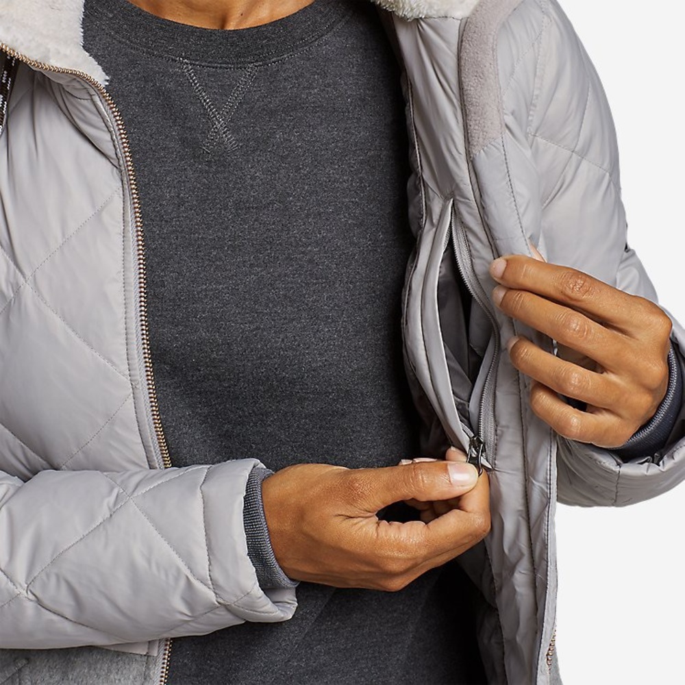 Eddie Bauer Lanely Hybrid Down Parka Jacket Gray - Picture 4 of 16